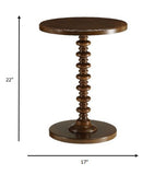 Fun Walnut Wood Pedestal End Table