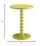 Yellow Solid Wooden Spindle Side Table