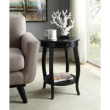 Vintage Look Black Wood End Table with Storage