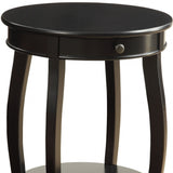 Vintage Look Black Wood End Table with Storage