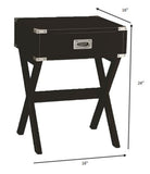 Black Solid Wooden Metal Accent End Table