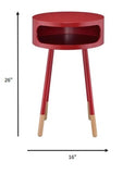 Bentwood Red Retro Round Wooden End Table