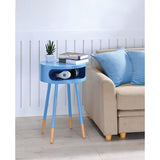 HomeRoots Bentwood Light Blue Retro Round Wooden End Table 286362-HOMEROOTS 286362