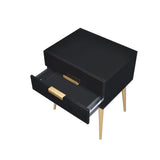 Sleek Black And Gold Two Drawer End Table