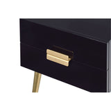 Sleek Black And Gold Two Drawer End Table