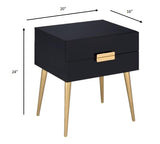 Sleek Black And Gold Two Drawer End Table