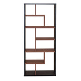 32' X 12' X 71' Black And Walnut Veneer Cube Bookcase