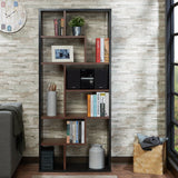 32' X 12' X 71' Black And Walnut Veneer Cube Bookcase