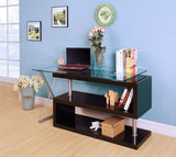 55' X 47' X 30' Black High Gloss Clear Glass Office Desk