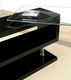 55' X 47' X 30' Black High Gloss Clear Glass Office Desk