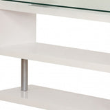 Contemporary White Swivel L Shaped Office Desk