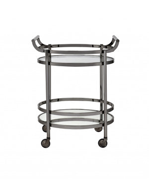 27' X 19' X 34' Clear Glass And Black Nickel Serving Cart