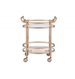 27' X 19' X 34' Clear Glass And Rose Gold Serving Cart