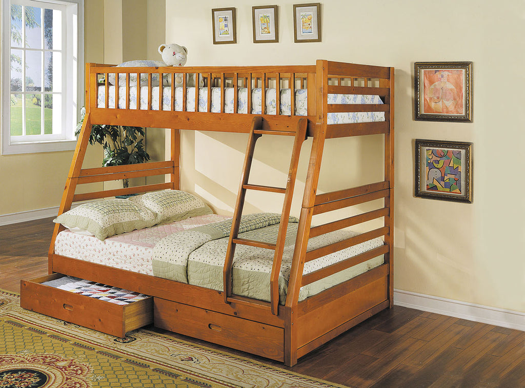 79' X 56' X 65' Honey Oak Pine Wood Bunk Bed