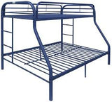 84' X 62' X 65' Twin Xl Over Queen Blue Metal Tube Bunk Bed