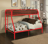 78' X 54' X 60' Twin Over Full Red Metal Tube Bunk Bed