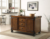 HomeRoots Rustic Farmhouse Warm Tobacco Rolling Kitchen Cart 286605-HOMEROOTS 286605