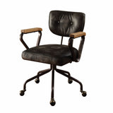 24' X 25' X 32' Vintage Black Top Grain Leather Office Chair