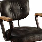 24' X 25' X 32' Vintage Black Top Grain Leather Office Chair