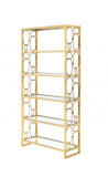 36' X 19' X 77' Clear Glass And Gold Bookcase