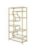 38' X 16' X 71' Clear Glass And Gold Bookcase