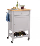 25' X 17' X 34' Natural And Gray Rubber Wood Kitchen Cart