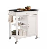 32' X 19' X 34' Black And White Rubber Wood Kitchen Cart