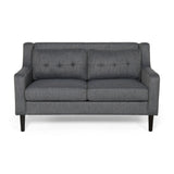 Galene Contemporary Fabric Loveseat, Charcoal and Dark Brown Noble House