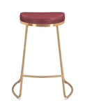 Zuo Modern Bree 100% Polyurethane, Plywood, Stainless Steel Modern Commercial Grade Counter Stool Set - Set of 2 Burgundy, Gold 100% Polyurethane, Plywood, Stainless Steel