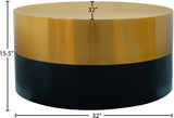 Sun Iron Contemporary Black / Gold Coffee Table - 32" W x 32" D x 15.5" H