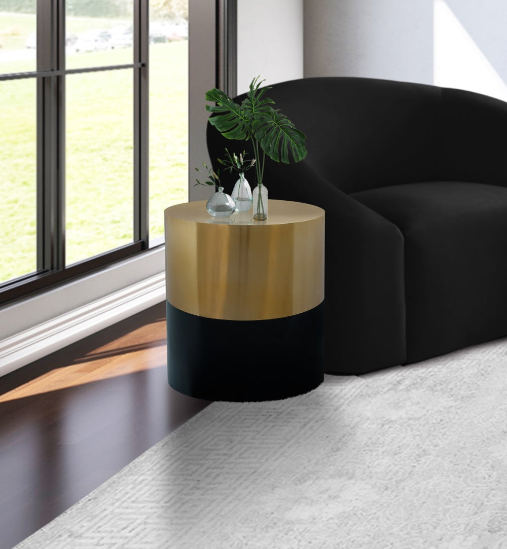 Sun Iron Contemporary Black / Gold End Table - 20" W x 20" D x 22" H