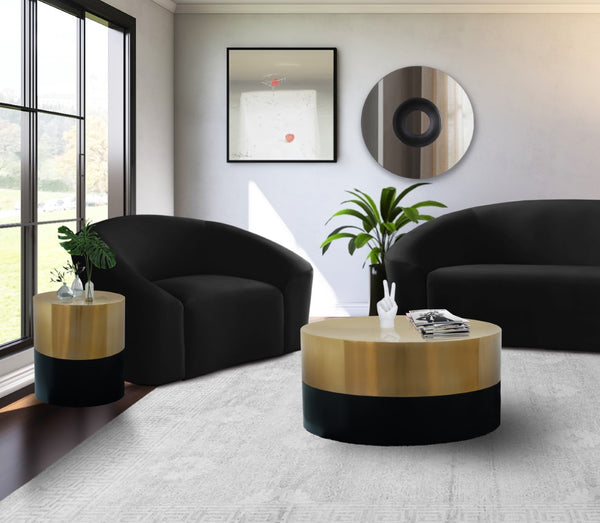 Sun Iron Contemporary Black / Gold End Table - 20" W x 20" D x 22" H