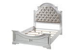 Florian Transitional Bed Beige Fabric(#) & Antique White 28720Q-ACME