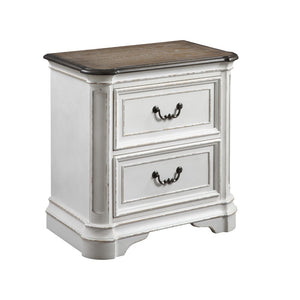 Florian Transitional Nightstand Antique White & Oak Finish 28723-ACME