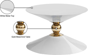 Malia Iron Contemporary White / Gold Coffee Table - 28" W x 28" D x 16.5" H