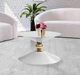 Malia Iron Contemporary White / Gold Coffee Table - 28" W x 28" D x 16.5" H