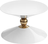 Malia Iron Contemporary White / Gold Coffee Table - 28" W x 28" D x 16.5" H