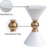 Malia Iron Contemporary White / Gold End Table - 14" W x 14" D x 21" H