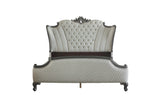 House Delphine Transitional Bed Charcoal Finish, 2-Tone Ivory Fabric(#CX19141-1) 28827EK-ACME