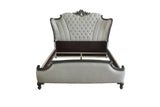 House Delphine Transitional Bed Charcoal Finish, 2-Tone Ivory Fabric(#CX19141-1) 28830Q-ACME
