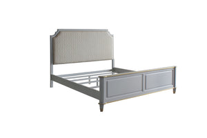 House Marchese Transitional Bed Pearl Gray Finish, 2-Tone Beige(#ABE-40) 28874CK-ACME