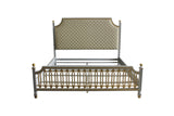 House Marchese Transitional Bed Pearl Gray Finish, Beige PU(#G02) 28884CK-ACME