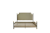 House Marchese Transitional Bed Pearl Gray Finish, Beige PU(#G02) 28884CK-ACME