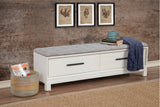 Nova Bench in Elegant Chalk White - Fully Assembled Mahogany with Tufted Cushion & Dovetail Drawers