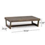Sherwood Outdoor Acacia Wood Coffee Table, Gray Noble House