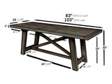 Alpine Furniture Newberry Extension Dining Table, Salvaged Grey 1468-22 Salvaged Grey Acacia Solids 39.5 x 83-103 x 30