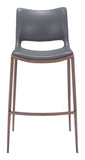 Zuo Modern Ace 100% Polyurethane, Plywood, Steel Modern Commercial Grade Barstool Set - Set of 2 Dark Gray, Walnut 100% Polyurethane, Plywood, Steel