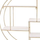 Sagebrook Home Contemporary Metal/wood, 32" 4-layered Round Shelf, White/gold 16584-03 White/gold Iron