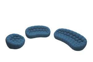 VIG Furniture Divani Casa Yolonda - Modern Curved Dark Teal Fabric Sofa Set VGEV2126C-SET-C-15