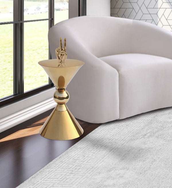 Malia Iron Contemporary Gold End Table - 14" W x 14" D x 21" H